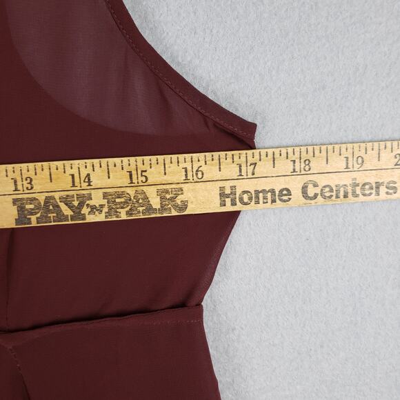 Lagenlook Asymmetrical Sheer Tunic Top Maroon Boho Flowy Romantic Women's XS - Picture 6 of 8